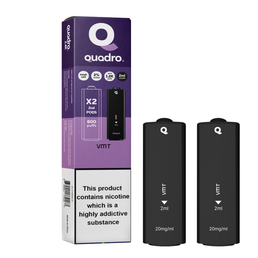 4 in 1 Quadro 2400 Puffs Replacement Pods Box of 10 - Vaperdeals